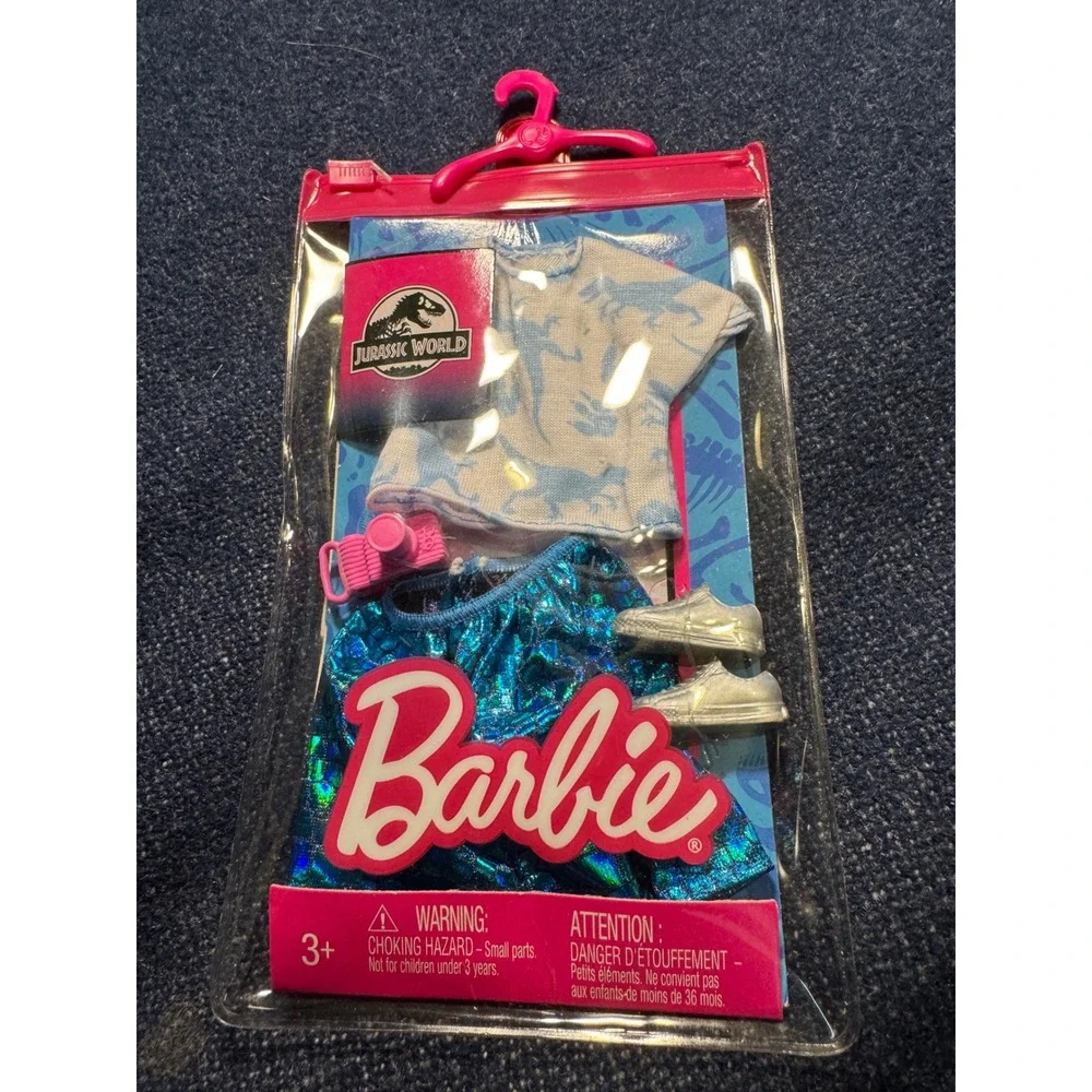 Barbie Fashions Jurassic World Doll Clothes Blue Dinosaur Shirt Shorts GWB07